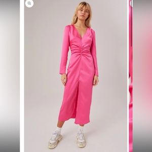 NWT Pink Satin midi dress from The Fifth Label